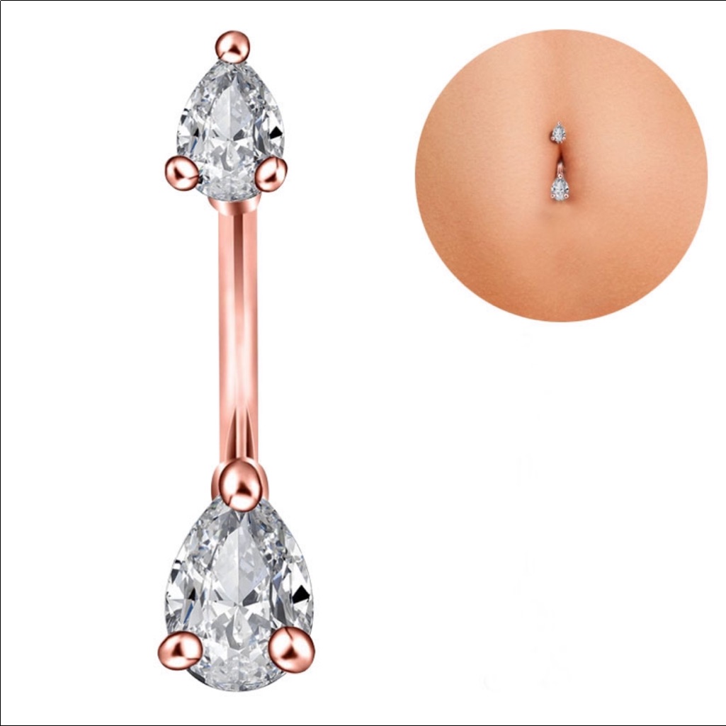 Rose Gold Diamond Belly Button Ring